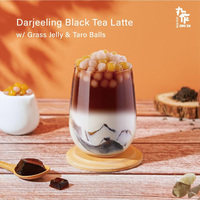 Darjeeling Black Tea Latte w/ Grass Jelly & Taro Balls