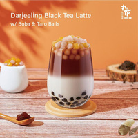 Darjeeling Black Tea Latte w/ Boba & Taro Balls